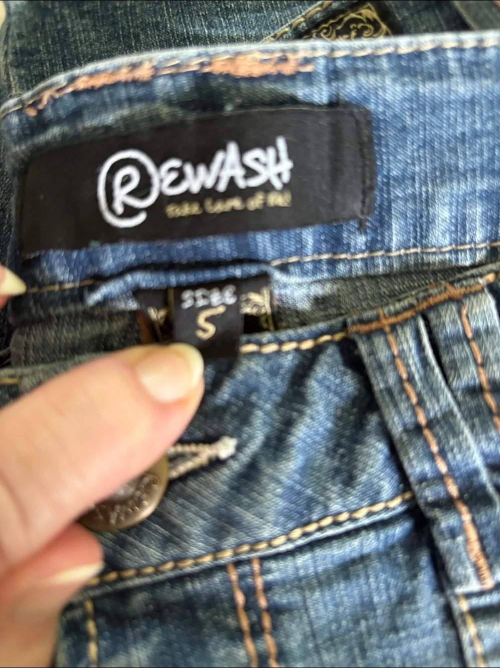 Rewash Blue Faded whiskered stretch Denim Bermuda Shorts/rhinestone studs  decor